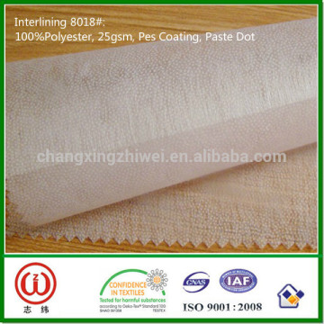 Thin and soft Non woven fusible interlining 25gsm for Vietnam Bangladesh